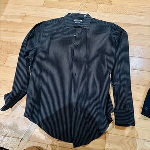 DKNY Men's Black Pinstripe Dress Shirt